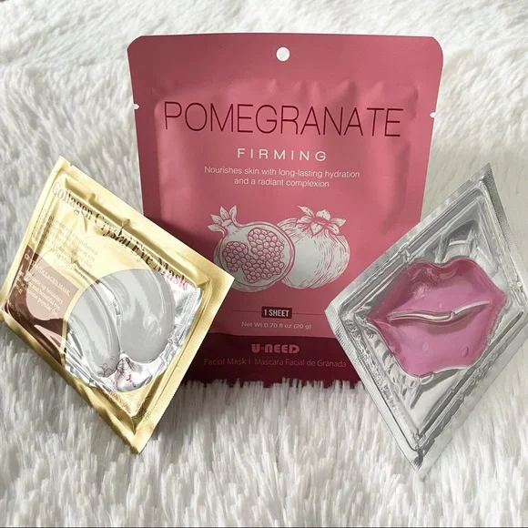 NWT Pomegranate firming nourishes hydration sheet facemask, lip mask & eye mask - Picture 1 of 1